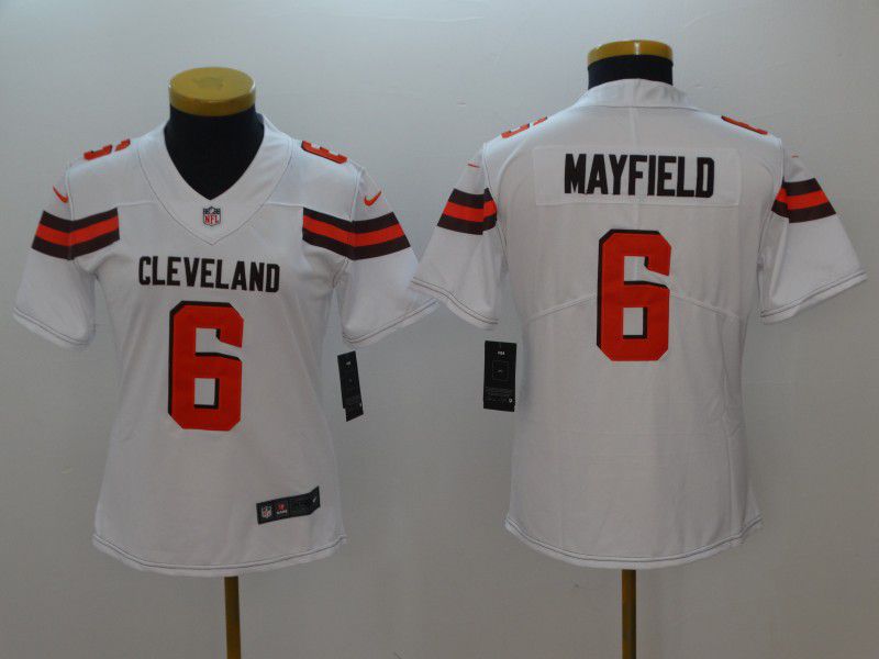 Women Cleveland Browns #6 Mayfield White Nike Vapor Untouchable Playe NFL Jerseys->women nfl jersey->Women Jersey